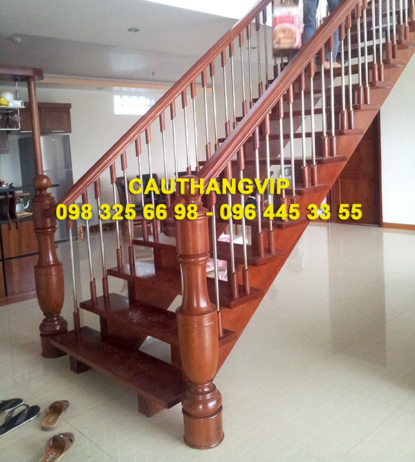 Cầu thang gỗ đẹp VIP - G018 - cầu thang Vip, cầu thang đẹp - Thiết kế, thi  công cau thang dep